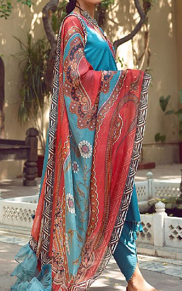 Shiza Hassan Turquoise Lawn Suit | Pakistani Dresses in USA- Image 2