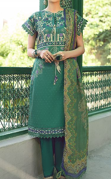 Shiza Hassan Emerald Green Lawn Suit | Pakistani Dresses in USA- Image 1