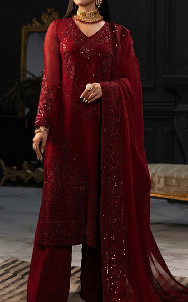 Sifa Maroon Chiffon Suit | Pakistani Embroidered Chiffon Dresses- Image 1