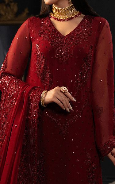 Sifa Maroon Chiffon Suit | Pakistani Embroidered Chiffon Dresses- Image 2