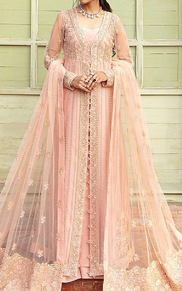 Sifa Pastel Pink Chiffon Suit | Pakistani Embroidered Chiffon Dresses- Image 1