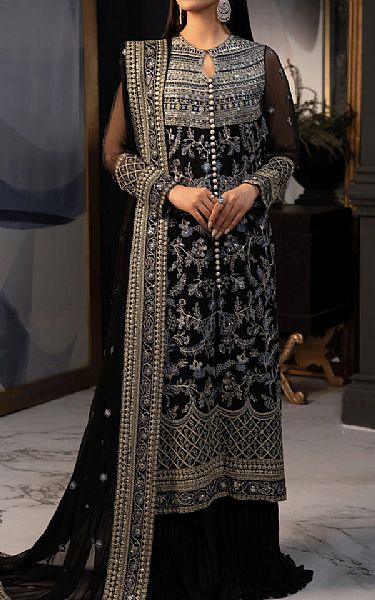 Sifa Black Chiffon Suit | Pakistani Embroidered Chiffon Dresses- Image 1
