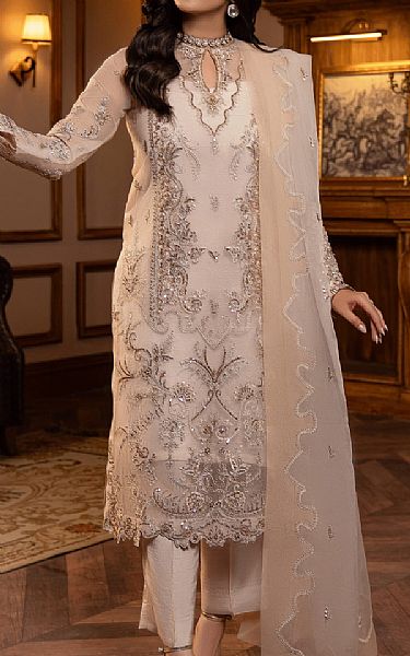 Sifa Off White Chiffon Suit | Pakistani Embroidered Chiffon Dresses- Image 1