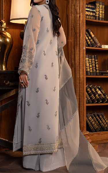 Sifa Grey Organza Suit | Pakistani Embroidered Chiffon Dresses- Image 2