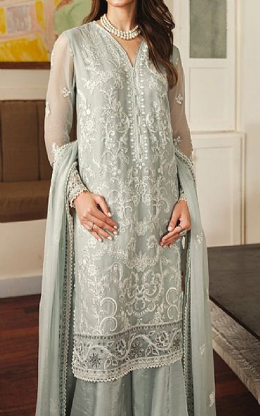 Sifa Grey Chiffon Suit | Pakistani Embroidered Chiffon Dresses USA- Image 3