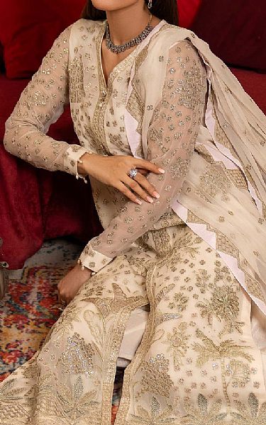 Sifa Off White Chiffon Suit | Pakistani Embroidered Chiffon Dresses USA- Image 3