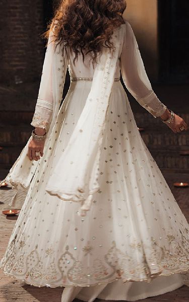 Sifa White Chiffon Suit | Pakistani Embroidered Chiffon Dresses USA- Image 2