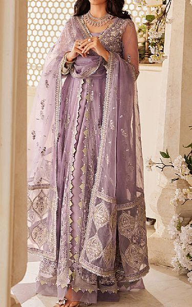 Sifa Mauve Net Suit | Pakistani Embroidered Chiffon Dresses- Image 1
