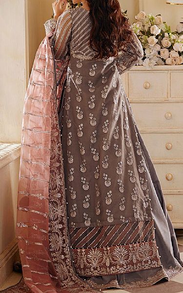 Sifa Grey Organza Suit | Pakistani Embroidered Chiffon Dresses- Image 2