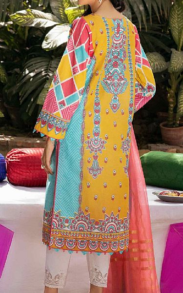 Sifona Turquoise/Mustard Lawn Suit | Pakistani Dresses in USA- Image 2