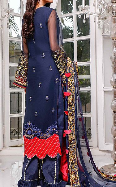 Sifona Navy Blue Chiffon Suit | Pakistani Embroidered Chiffon Dresses- Image 2