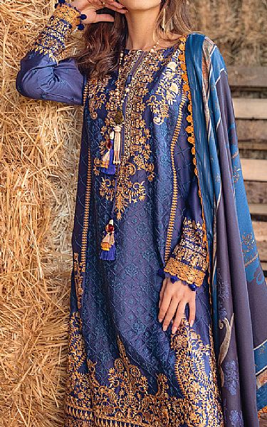Sobia Nazir Royal Blue Cotton Suit | Pakistani Winter Dresses- Image 2