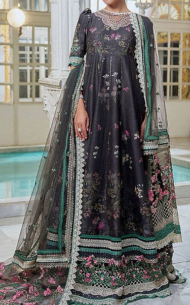 Sobia Nazir Charcoal Lawn Suit | Pakistani Lawn Dress in USA- Image 1