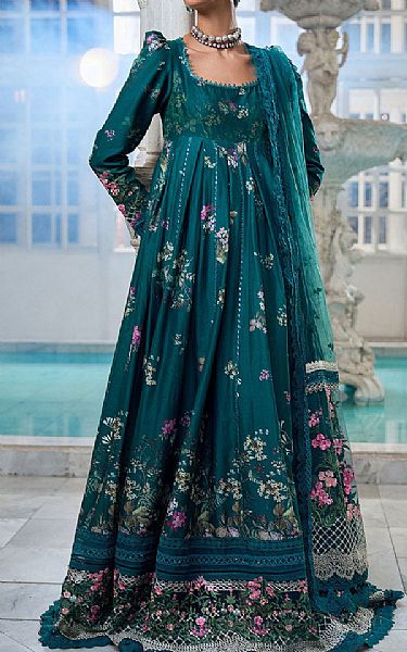 Sobia Nazir Teal Lawn Suit | Pakistani Lawn Dress in USA- Image 1