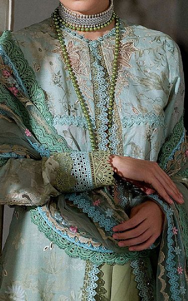 Sobia Nazir Turquoise/Green Lawn Suit | Pakistani Lawn Dress in USA- Image 2