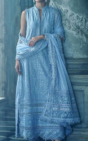 Sobia Nazir Baby Blue Lawn Suit | Pakistani Lawn Dress in USA- Image 1