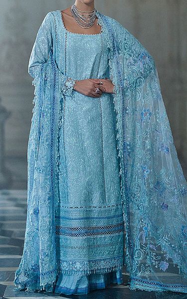 Sobia Nazir Turquoise Lawn Suit | Pakistani Lawn Dress in USA- Image 1