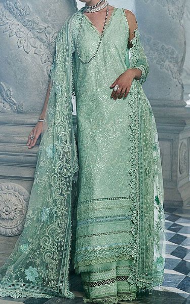Sobia Nazir Mint Green Lawn Suit | Pakistani Lawn Dress in USA- Image 1