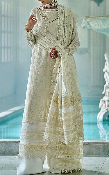 Sobia Nazir Off-white Lawn Suit | Pakistani Lawn Dress in USA- Image 1