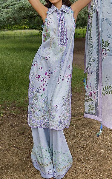 Sobia Nazir Cadet Blue Lawn Suit | Pakistani Lawn Dress in USA- Image 1
