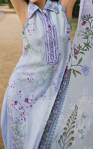 Sobia Nazir Cadet Blue Lawn Suit | Pakistani Lawn Dress in USA- Image 2