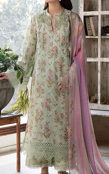 Sobia Nazir Sage Green Lawn Suit | Pakistani Lawn Dress in USA- Image 1