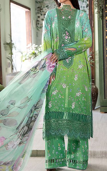 Sobia Nazir Aqua/Green Lawn Suit | Pakistani Lawn Dress in USA- Image 1