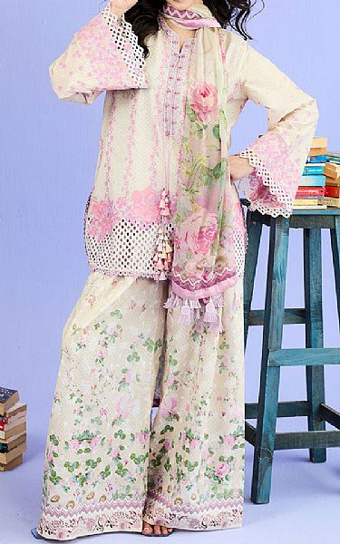 Sobia Nazir Off-white Lawn Suit | Pakistani Lawn Dress in USA- Image 1