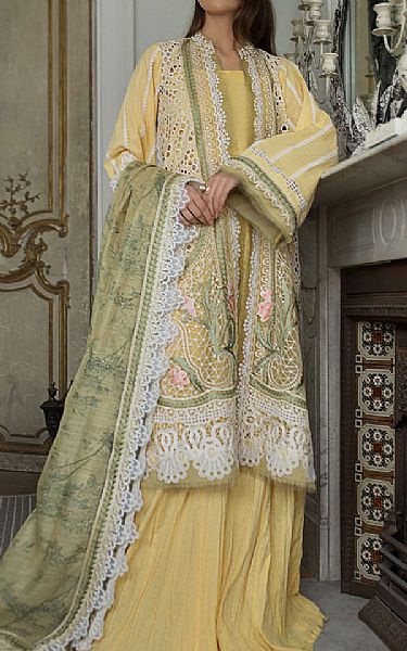 Sobia Nazir Sand Gold Lawn Suit | Pakistani Lawn Dress in USA- Image 1