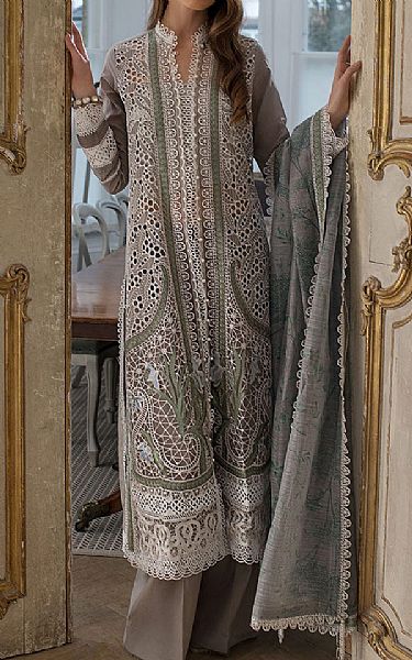 Sobia Nazir Vampire Grey Lawn Suit | Pakistani Lawn Dress in USA- Image 1