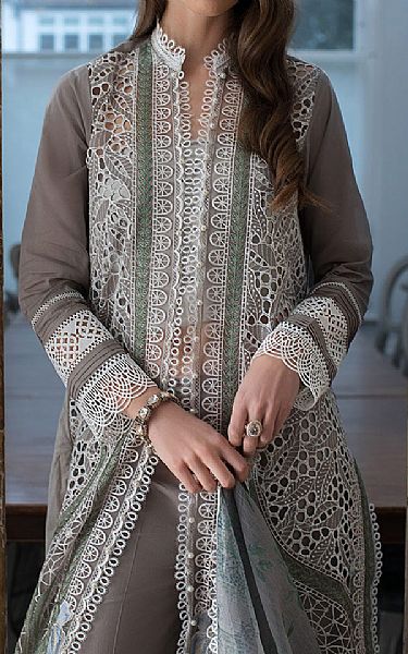 Sobia Nazir Vampire Grey Lawn Suit | Pakistani Lawn Dress in USA- Image 2