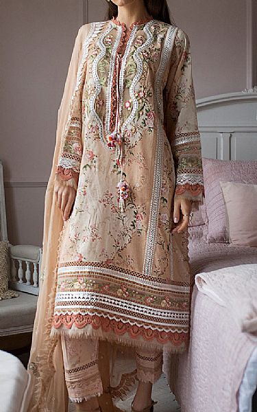 Sobia Nazir Pale Taupe Lawn Suit | Pakistani Lawn Dress in USA- Image 1