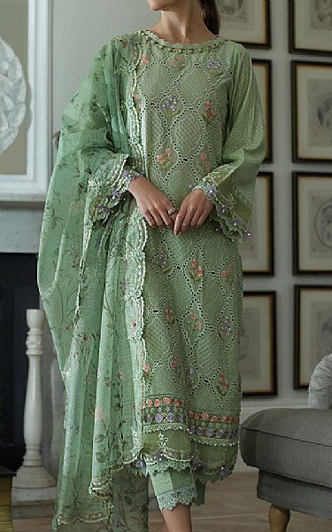 Sobia Nazir Spanish Green Lawn Suit | Pakistani Lawn Dress in USA- Image 1