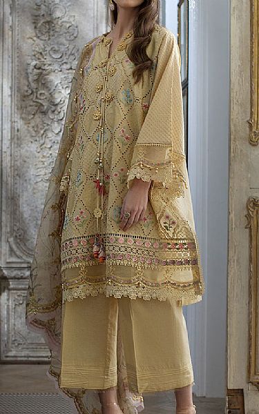 Sobia Nazir Sand Gold Lawn Suit | Pakistani Lawn Dress in USA- Image 1