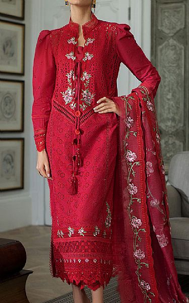 Sobia Nazir Vivid Burgundy Lawn Suit | Pakistani Lawn Suits- Image 1