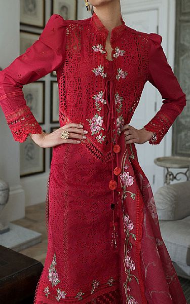 Sobia Nazir Vivid Burgundy Lawn Suit | Pakistani Lawn Suits- Image 2