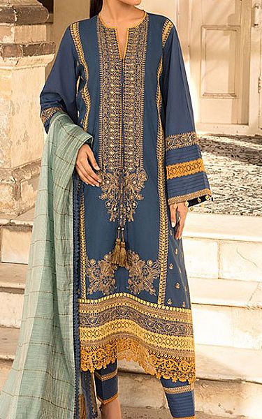 Sobia Nazir Prussian Blue Lawn Suit | Pakistani Dresses in USA- Image 1