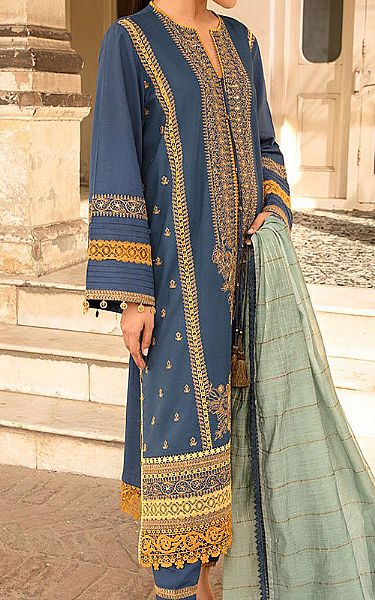 Sobia Nazir Prussian Blue Lawn Suit | Pakistani Dresses in USA- Image 2
