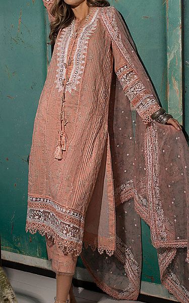 Sobia Nazir Peach Lawn Suit | Pakistani Lawn Suits- Image 1