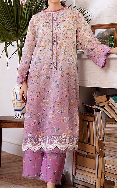 Sobia Nazir Ivory/Light Plum Lawn Suit (2 pcs) | Pakistani Lawn Dress in USA- Image 1
