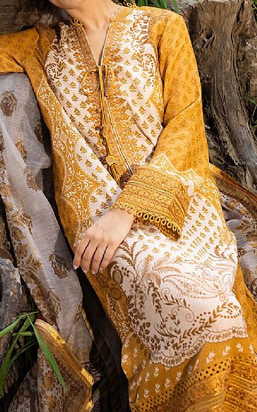 Sobia Nazir Ivory/Orange Karandi Suit | Pakistani Winter Dresses in USA- Image 2