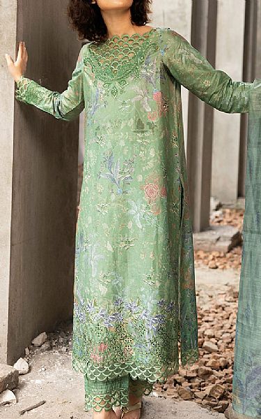 Sobia Nazir Light Green Cambric Suit | Pakistani Winter Dresses in USA- Image 1