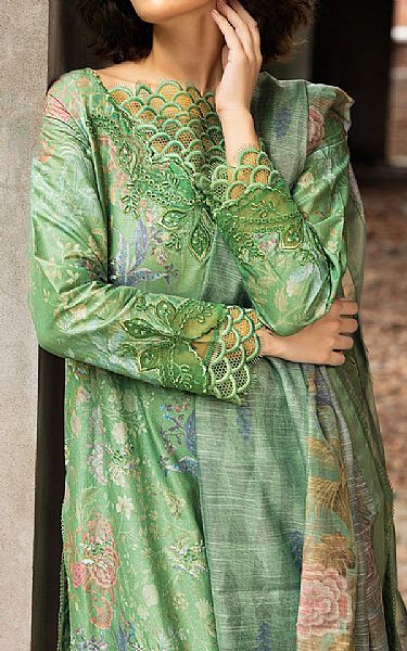 Sobia Nazir Light Green Cambric Suit | Pakistani Winter Dresses in USA- Image 2