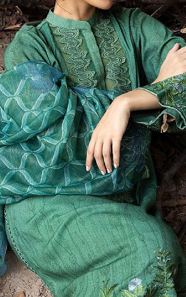 Sobia Nazir Viridian Green Karandi Suit | Pakistani Winter Dresses in USA- Image 2