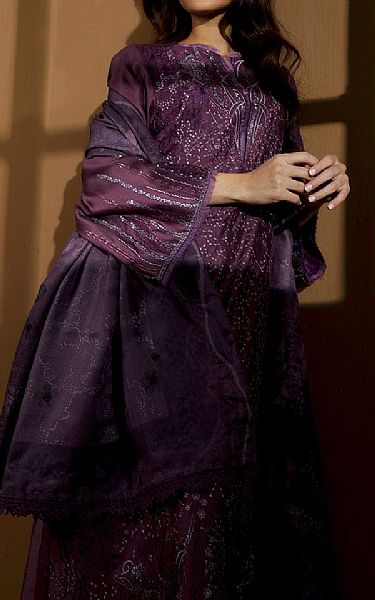 Sobia Nazir Plum Herringbone Suit | Pakistani Winter Dresses in USA- Image 2