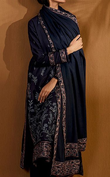 Sobia Nazir Navy Blue Khaddar Suit | Pakistani Winter Dresses in USA- Image 2