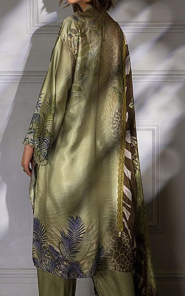 Sobia Nazir Pistachio Green Silk Suit | Pakistani Embroidered Chiffon Dresses- Image 2