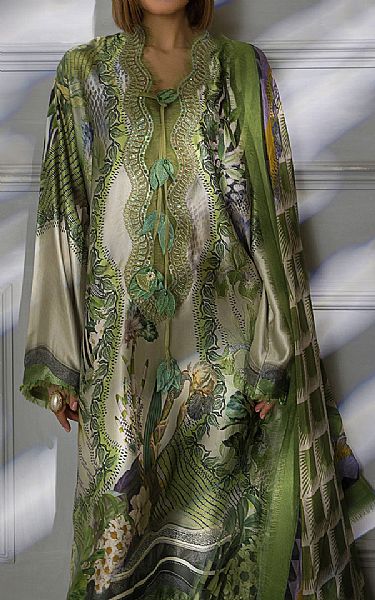 Sobia Nazir Green Silk Suit | Pakistani Embroidered Chiffon Dresses USA- Image 2