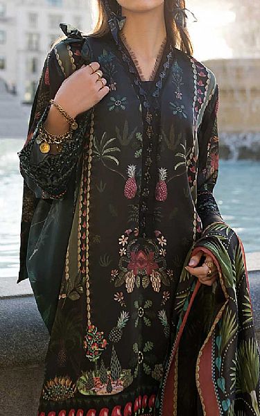 Sobia Nazir Black Satin Suit | Pakistani Winter Dresses in USA- Image 2