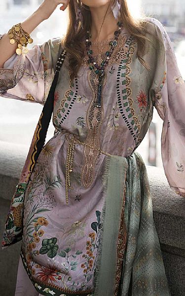 Sobia Nazir Light Lavender Satin Suit | Pakistani Winter Dresses in USA- Image 2
